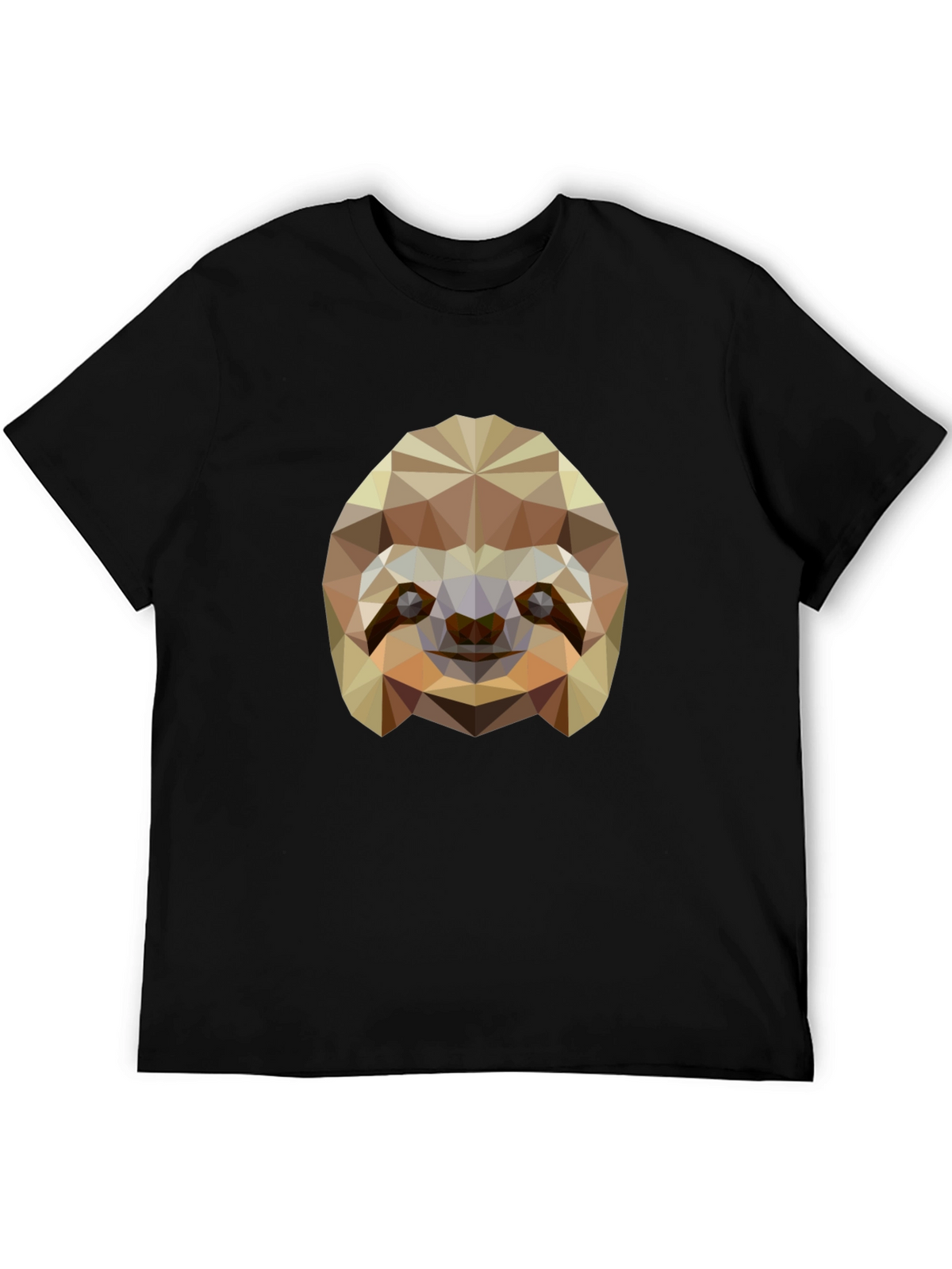 Geometric Sloth Graphic Tee - Modern Black T-Shirt