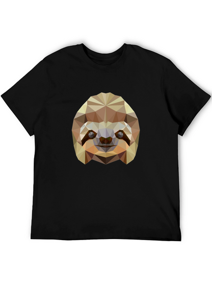 Geometric Sloth Graphic Tee - Modern Black T-Shirt