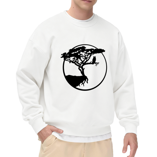 Circle Tree Owl Dark Nature Silhouette Crewneck Sweatshirt