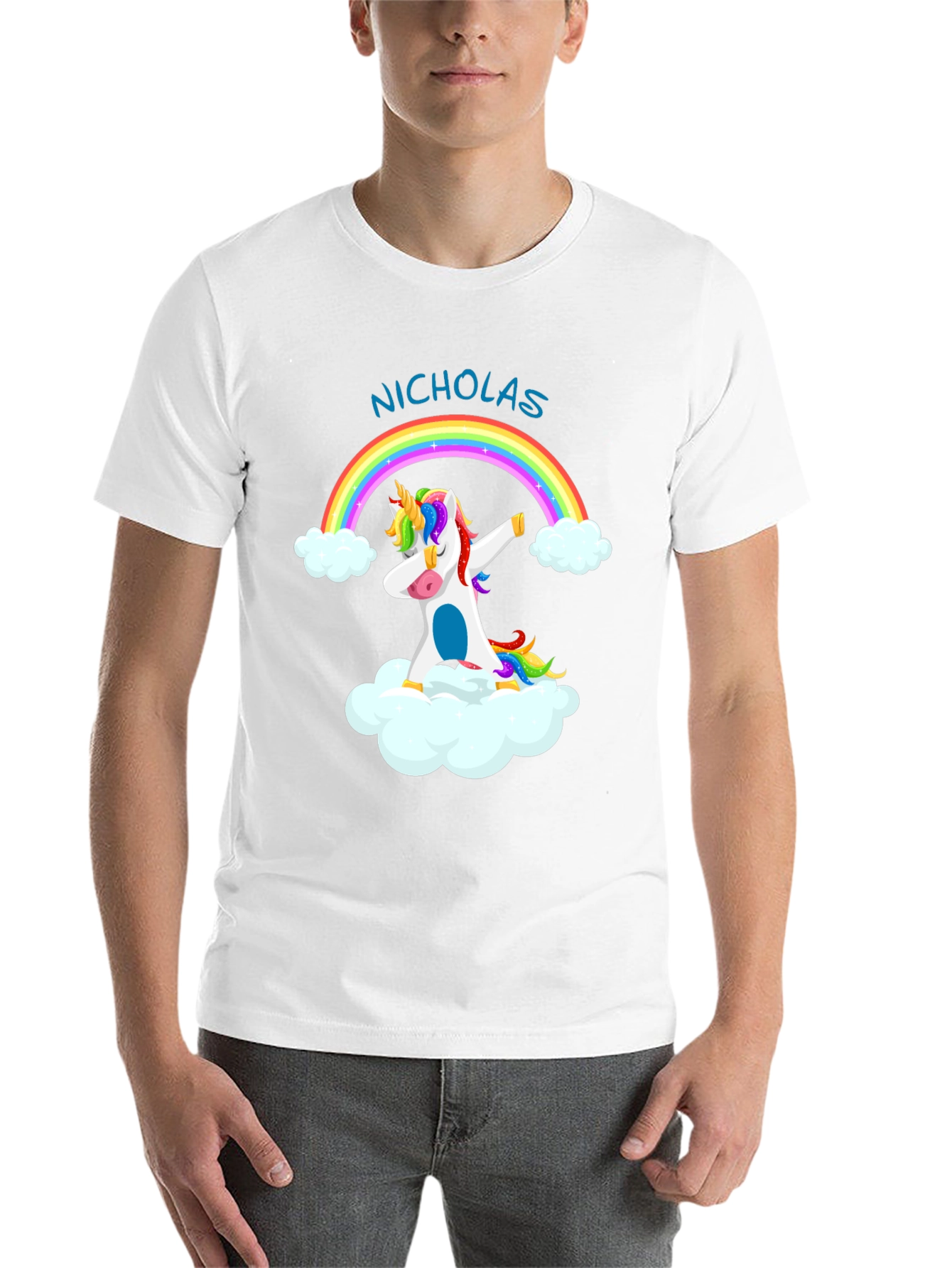 Nicholas Unicorn Dab Rainbow T-Shirt