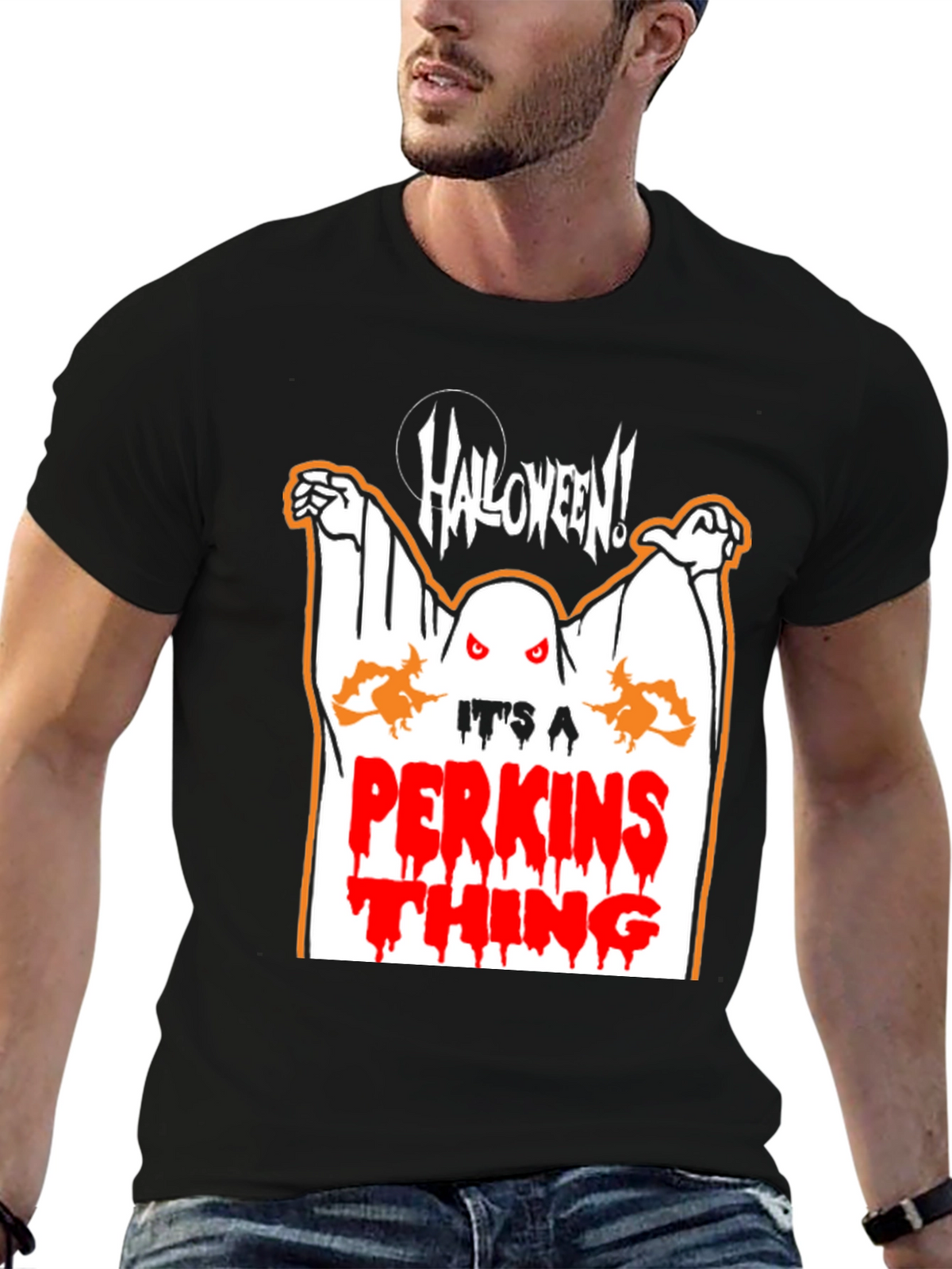 Halloween Perkins Ghost Graphic T-Shirt