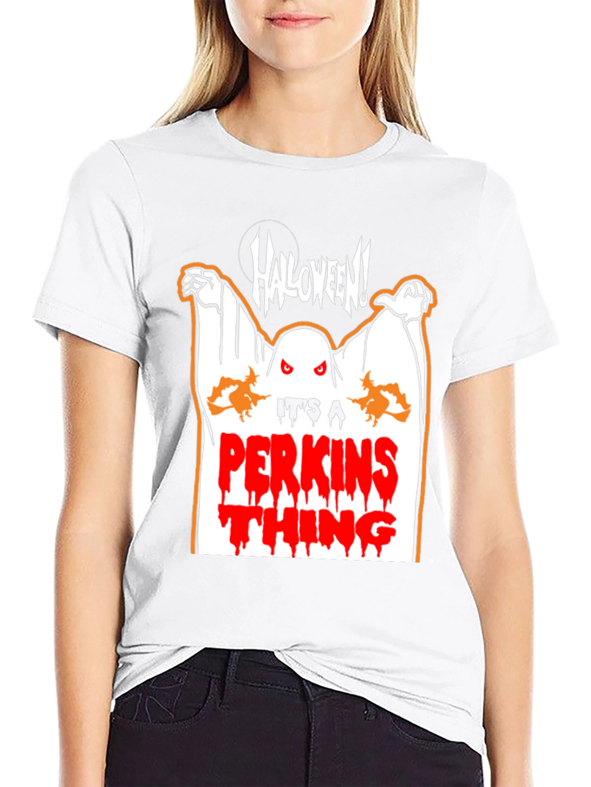 Halloween Perkins Ghost Graphic T-Shirt