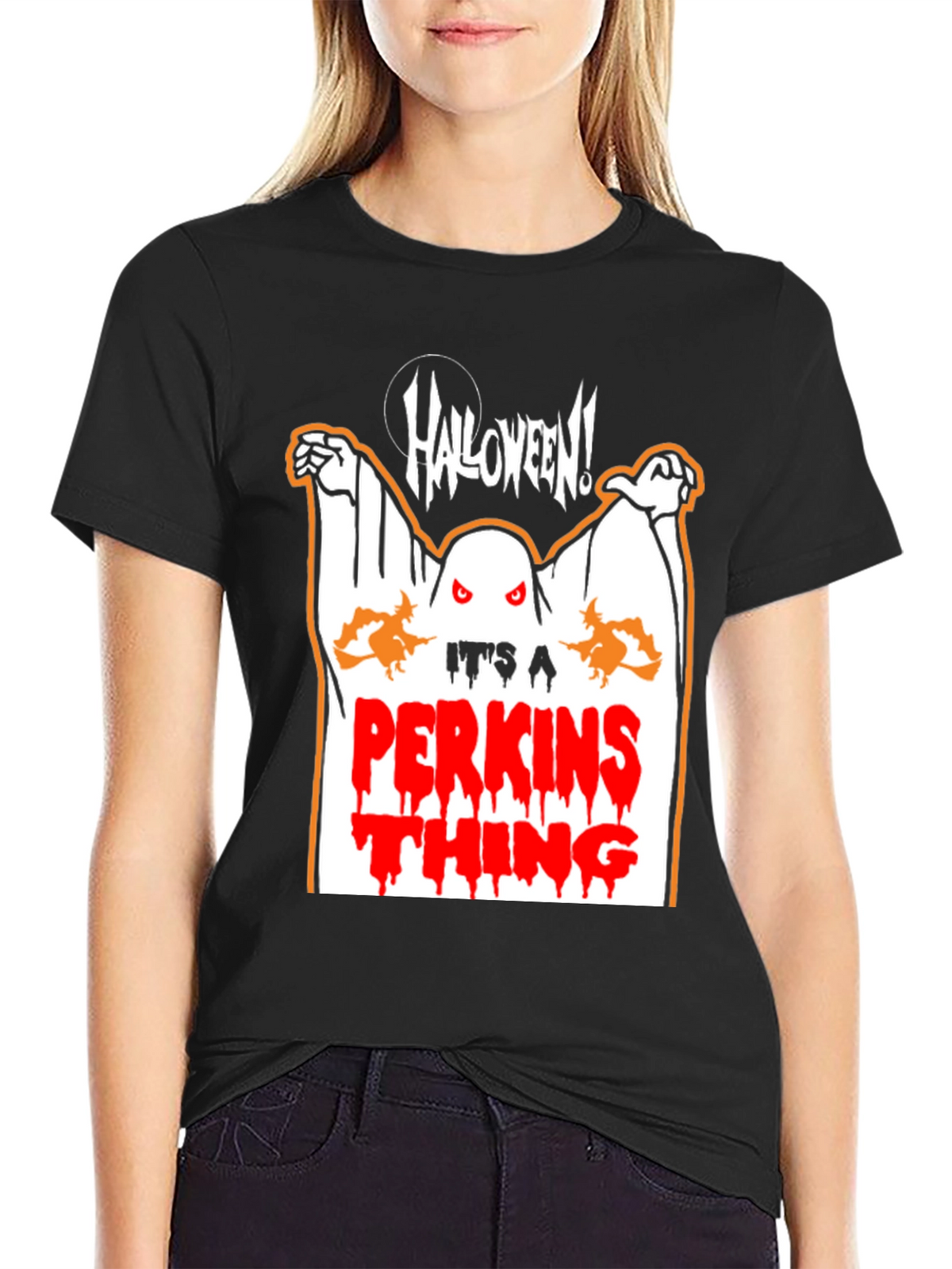 Halloween Perkins Ghost Graphic T-Shirt