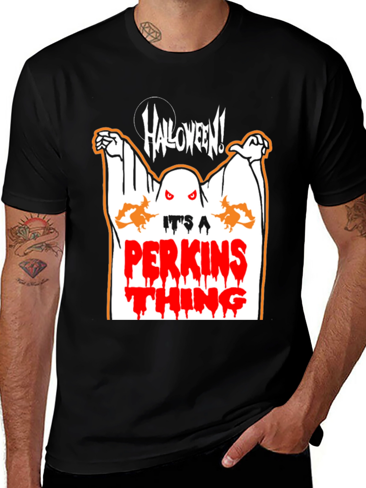 Halloween Perkins Ghost Graphic T-Shirt