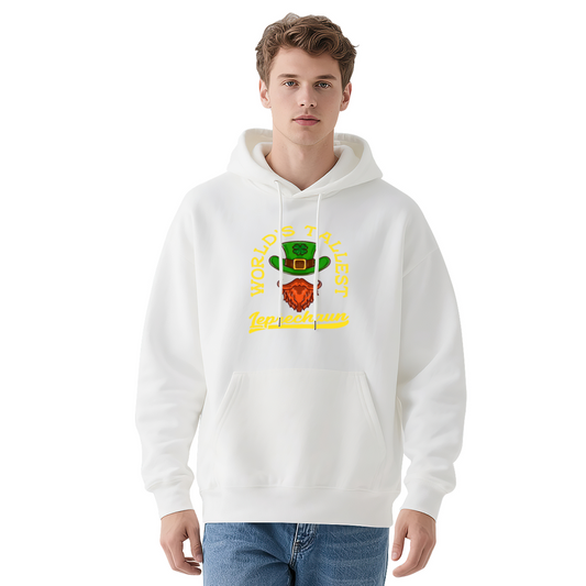 World¡¯s Tallest Leprechaun White Hoodie, St Patrick Day Cozy Casual Pullover Unisex