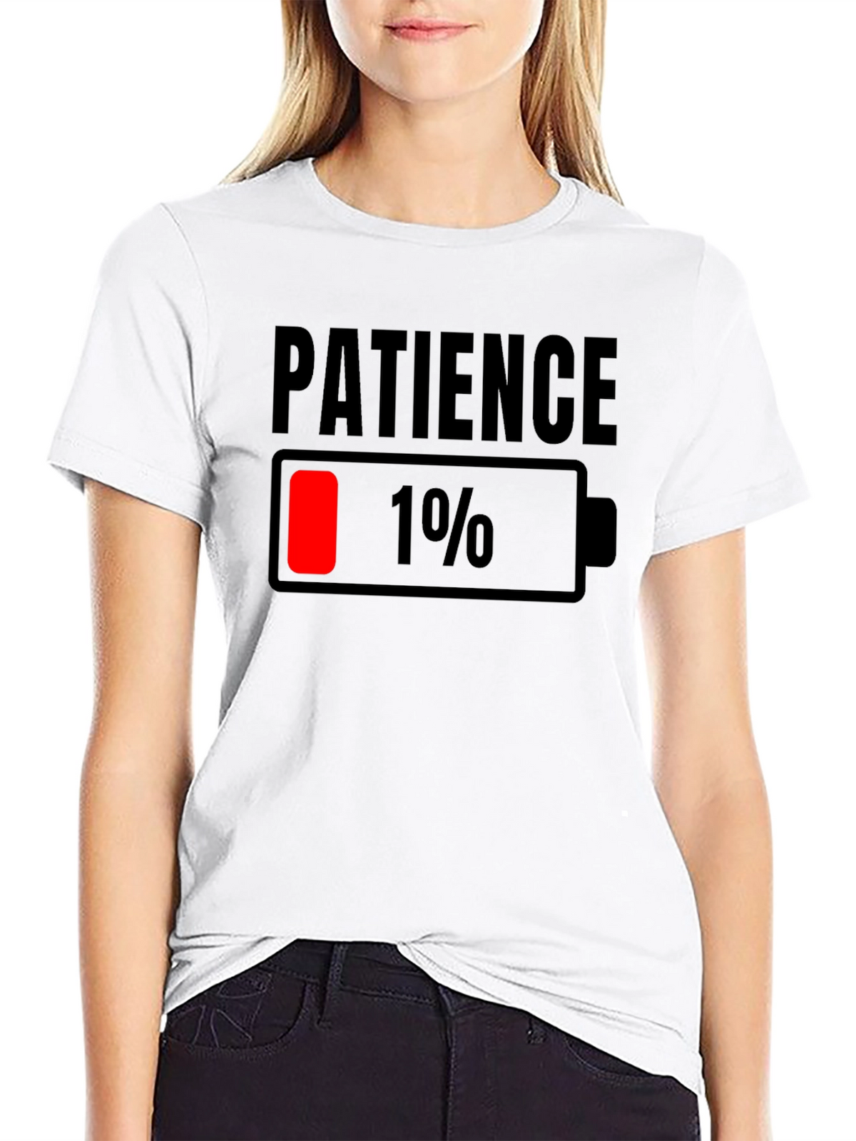 Patience Low Battery T-Shirt - Black