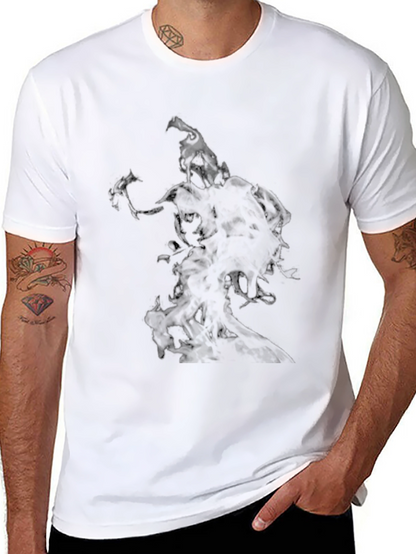 Mens Black Graphic Print Crew Neck T-Shirt