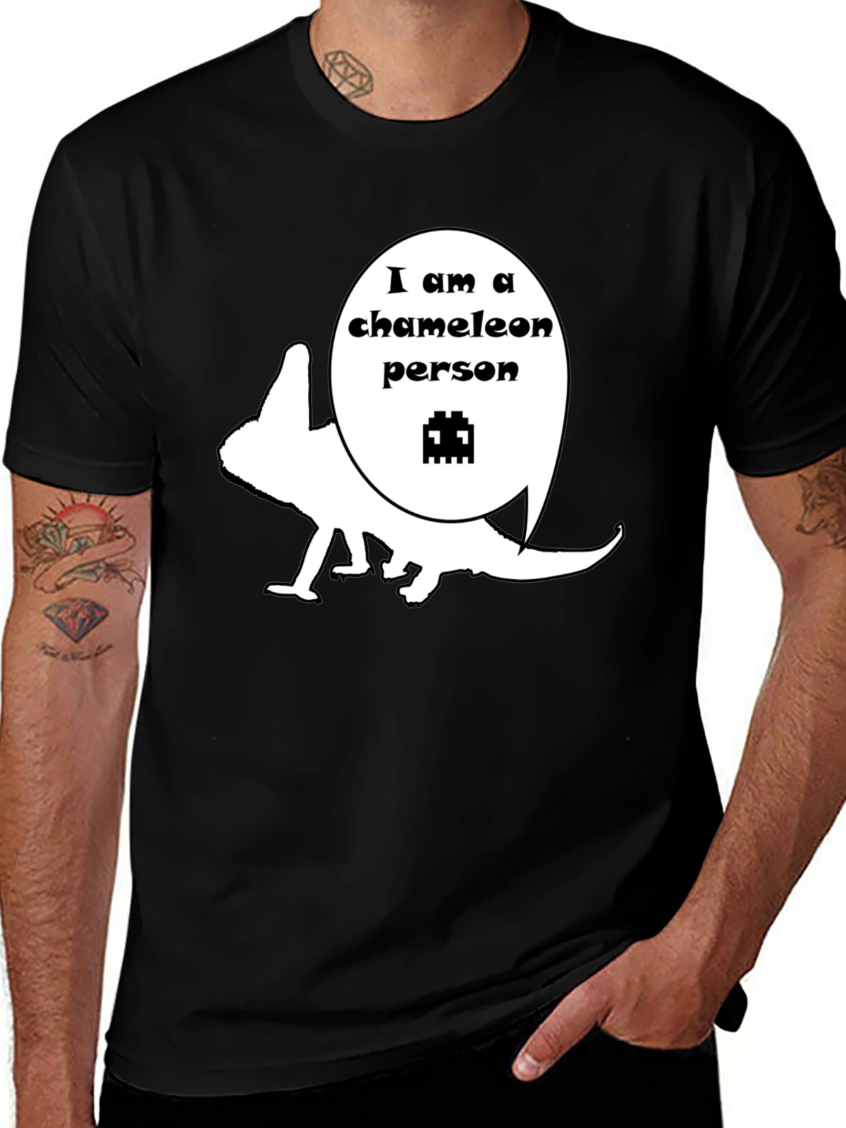Chameleon Person Graphic T-Shirt - Unique Design