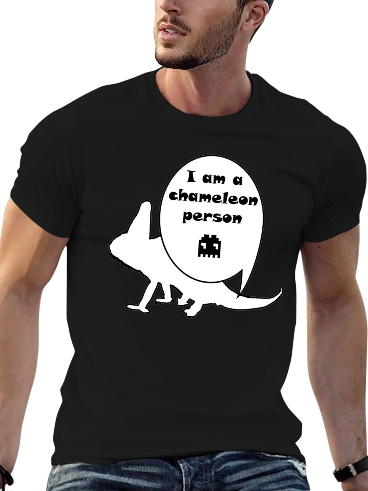 Chameleon Person Graphic T-Shirt - Unique Design