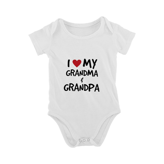 I Love My Grandma & Grandpa Red Heart Sweet Family Theme Infant Bodysuit
