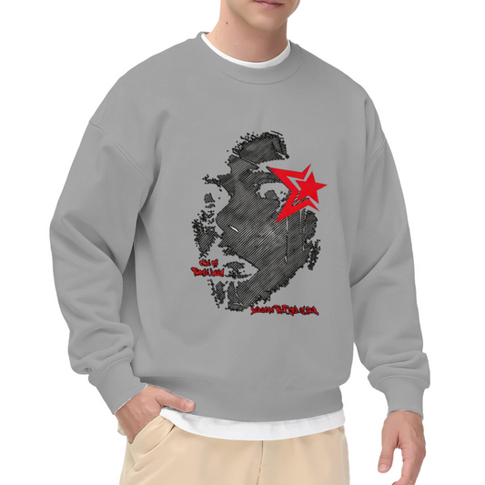 Grunge Red Star Abstract Art Grey Crew Sweatshirt