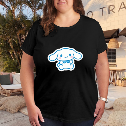 Simple Cute Cinnamoroll Cartoon Print Plus Size Ladies Short?Sleeve Tee