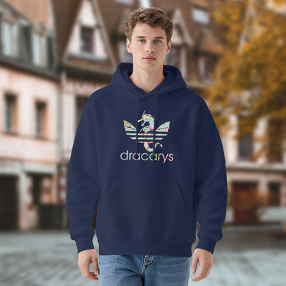 Floral Dracarys Dragon Navy Hoodie, Ultra Soft Daily Pullover