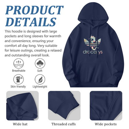 Floral Dracarys Dragon Navy Hoodie, Ultra Soft Daily Pullover