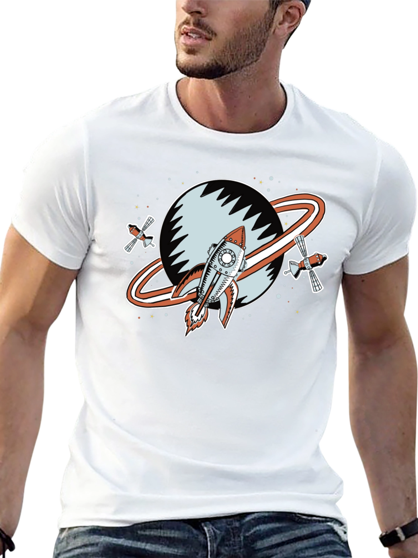 Retro Space Rocket Graphic Tee