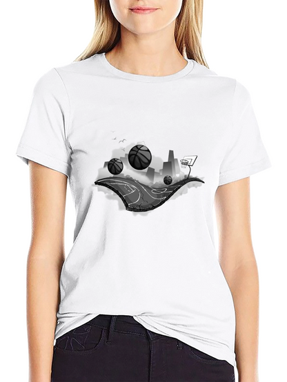 Basketball Cityscape Black T-Shirt