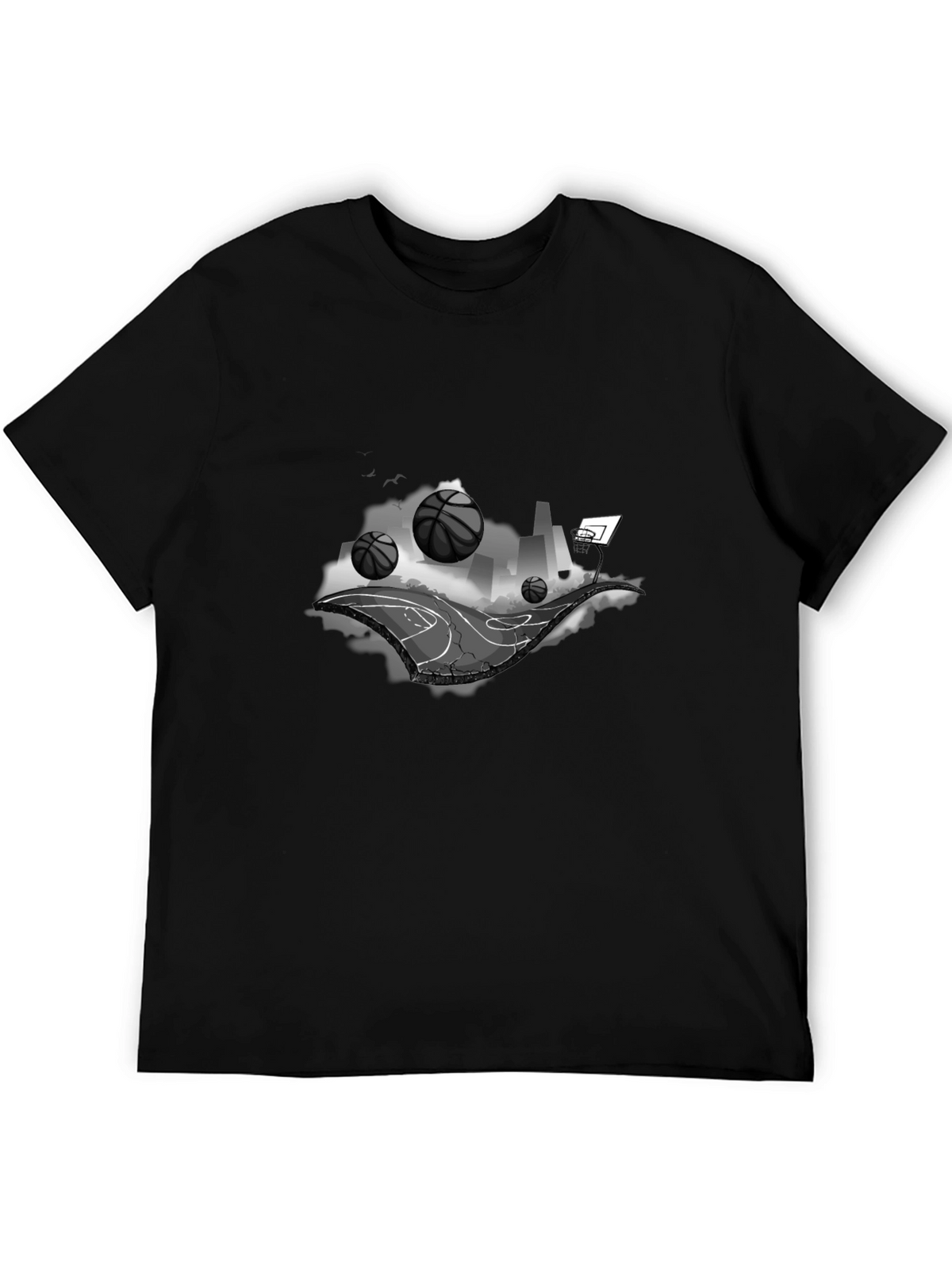 Basketball Cityscape Black T-Shirt