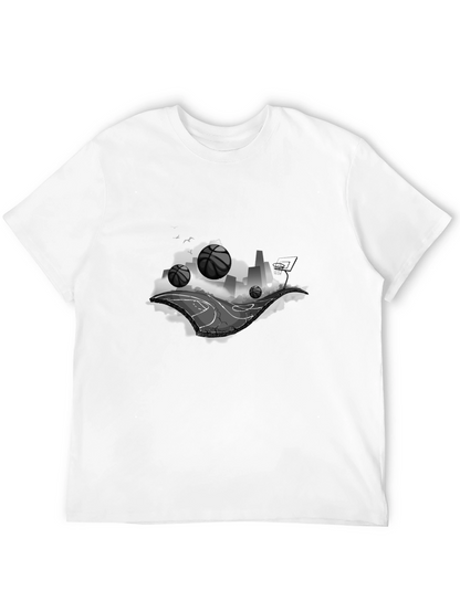 Basketball Cityscape Black T-Shirt