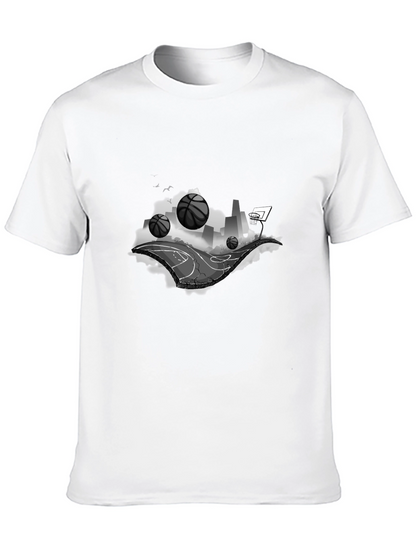 Basketball Cityscape Black T-Shirt