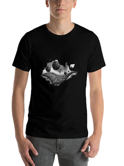 Basketball Cityscape Black T-Shirt