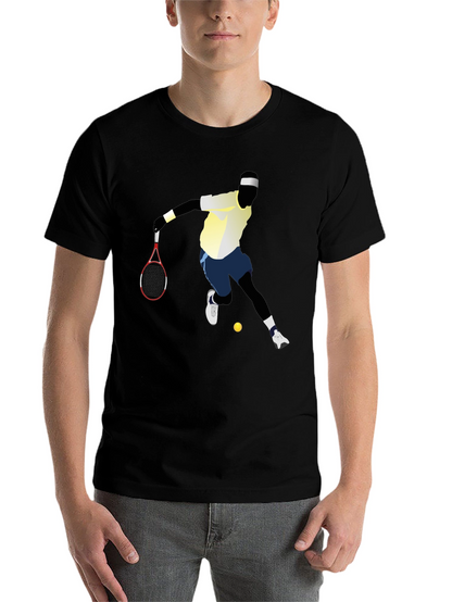 Tennis Player Graphic Tee - Black Cotton T-Shirt