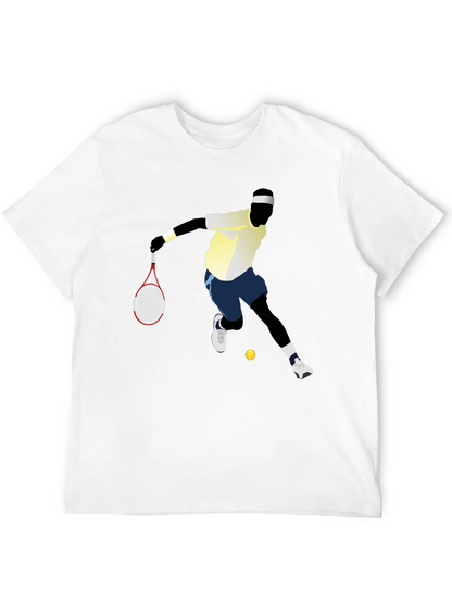 Tennis Player Graphic Tee - Black Cotton T-Shirt