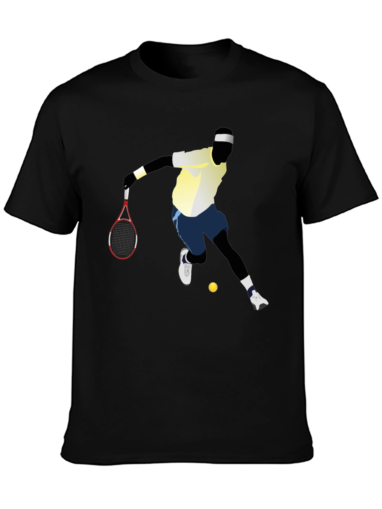 Tennis Player Graphic Tee - Black Cotton T-Shirt