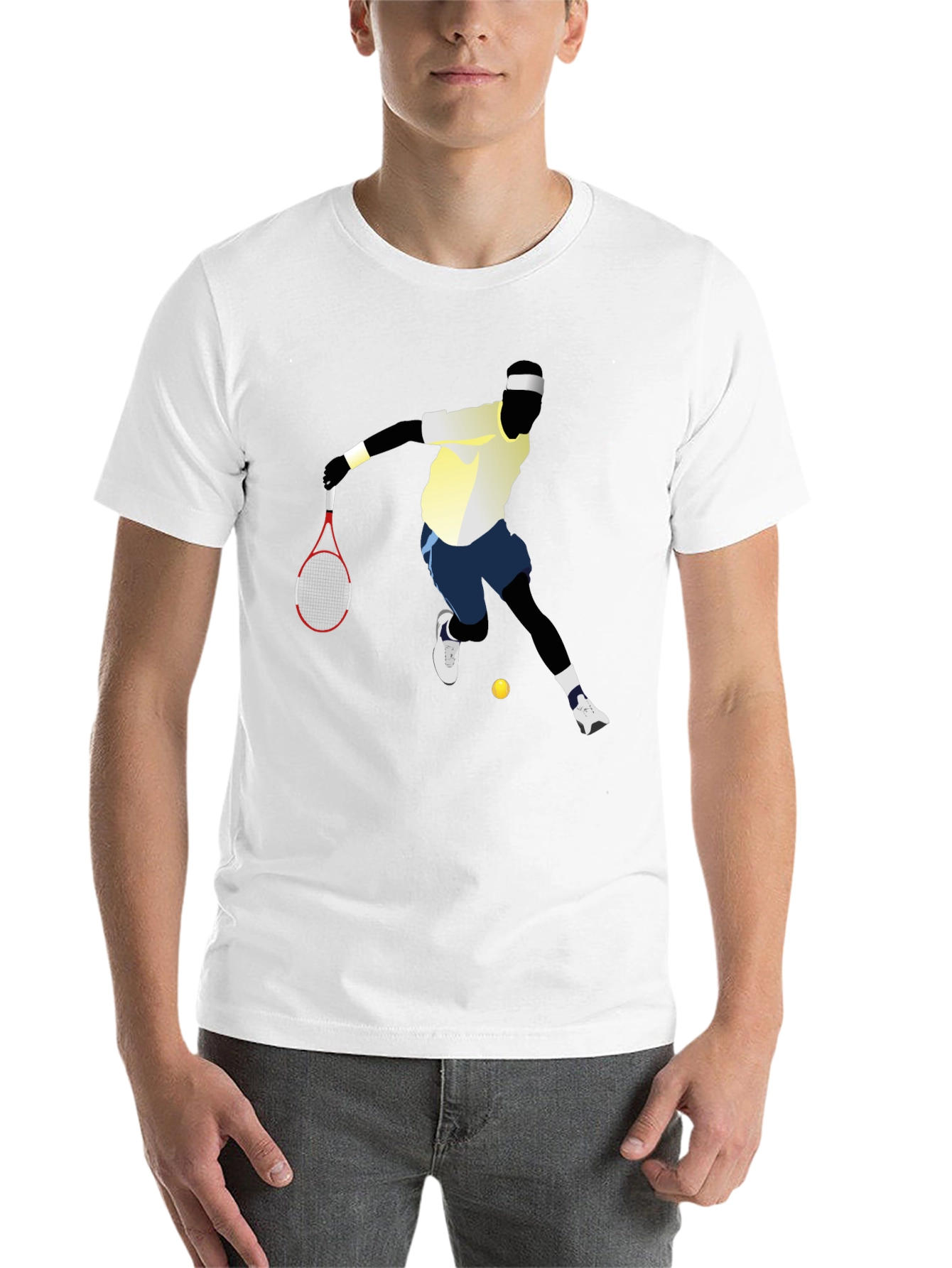 Tennis Player Graphic Tee - Black Cotton T-Shirt
