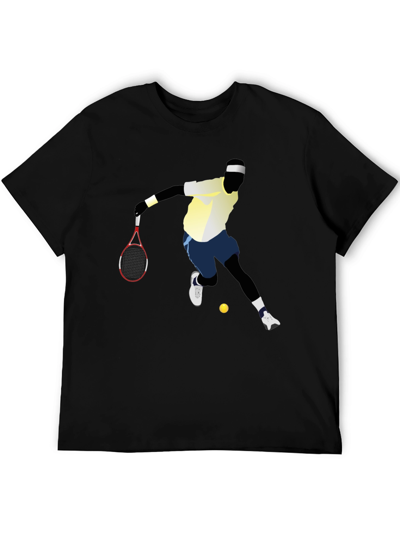 Tennis Player Graphic Tee - Black Cotton T-Shirt