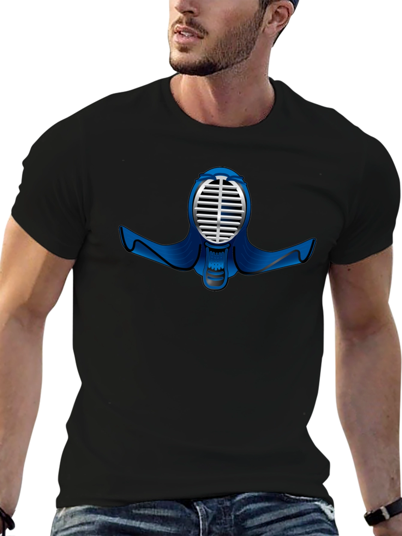 Black T-Shirt with Kendo Mask Design