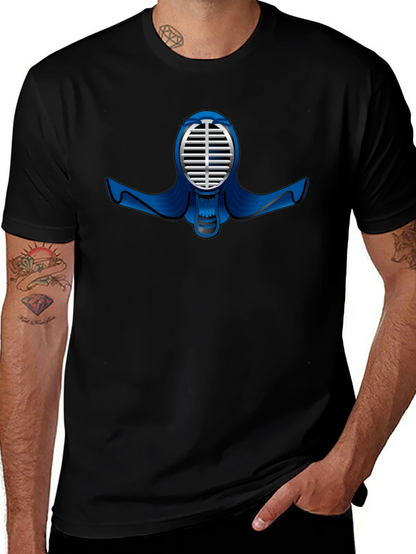 Black T-Shirt with Kendo Mask Design