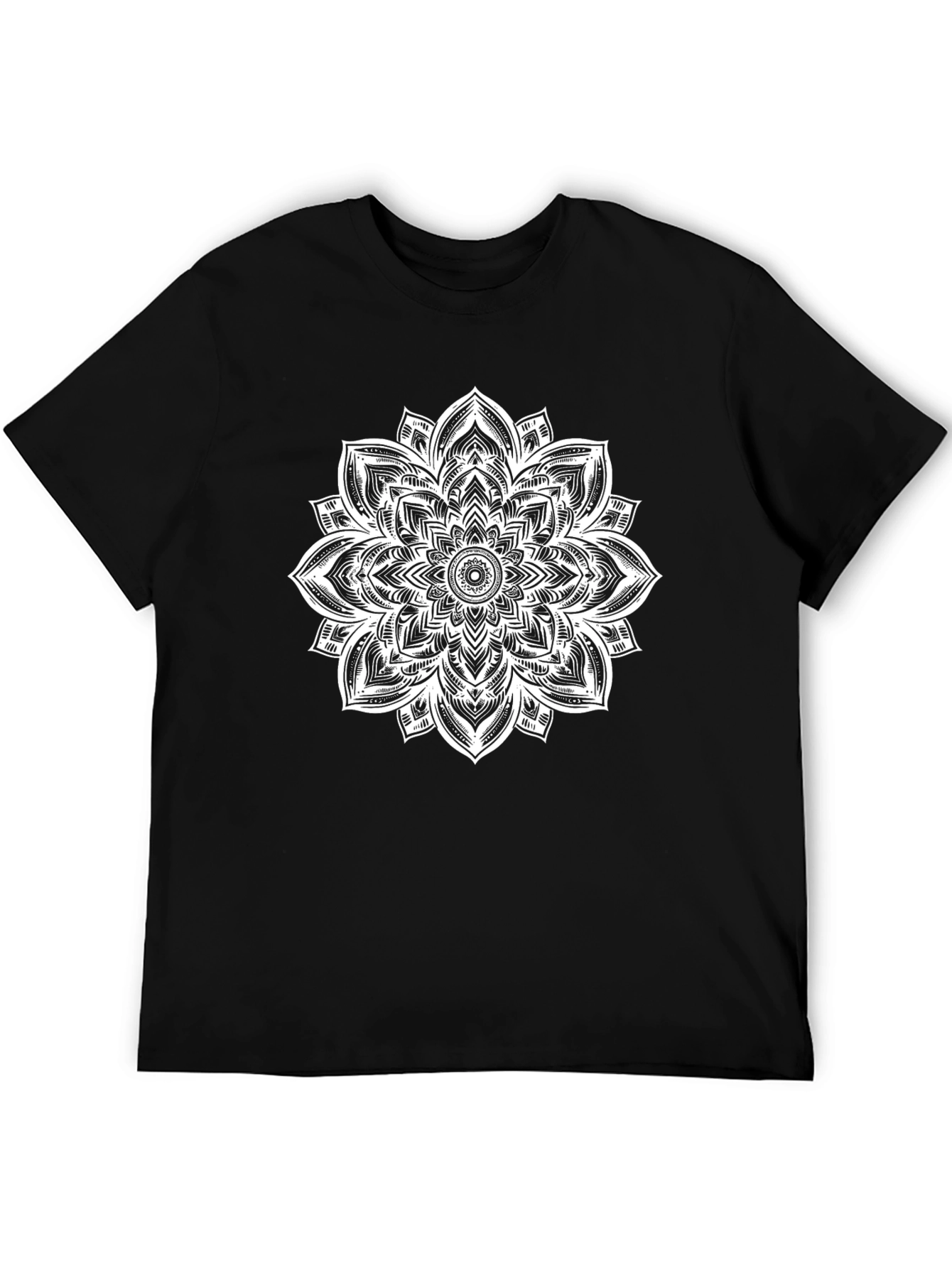 Mandala Graphic Tee - Black Cotton Casual Comfort