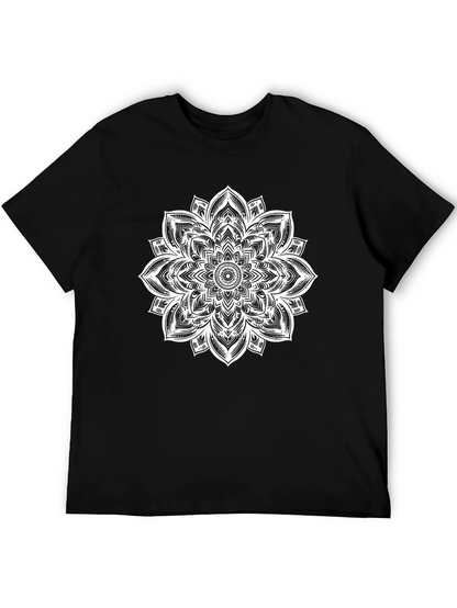 Mandala Graphic Tee - Black Cotton Casual Comfort