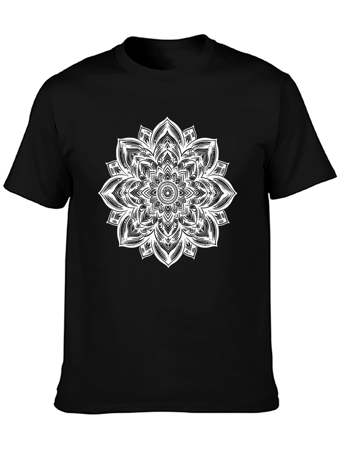 Mandala Graphic Tee - Black Cotton Casual Comfort
