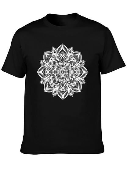 Mandala Graphic Tee - Black Cotton Casual Comfort