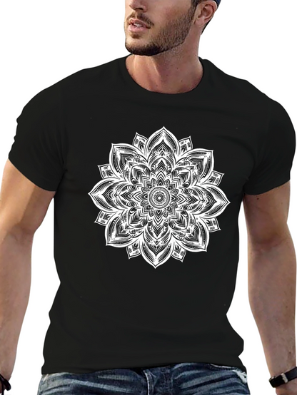 Mandala Graphic Tee - Black Cotton Casual Comfort