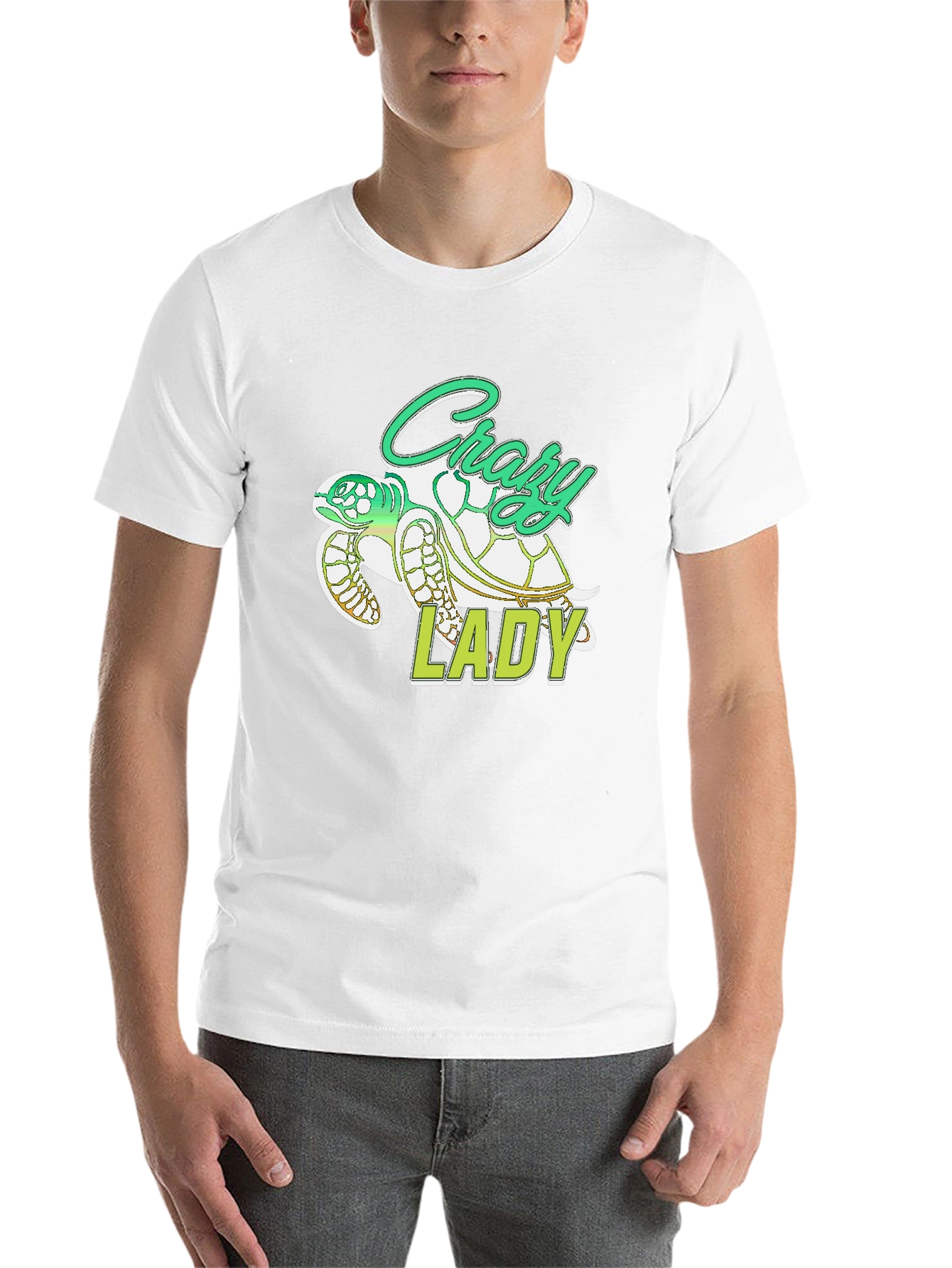 Crazy Lady Turtle T-Shirt - Black