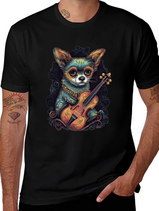 Chihuahua Violinist Graphic T-Shirt