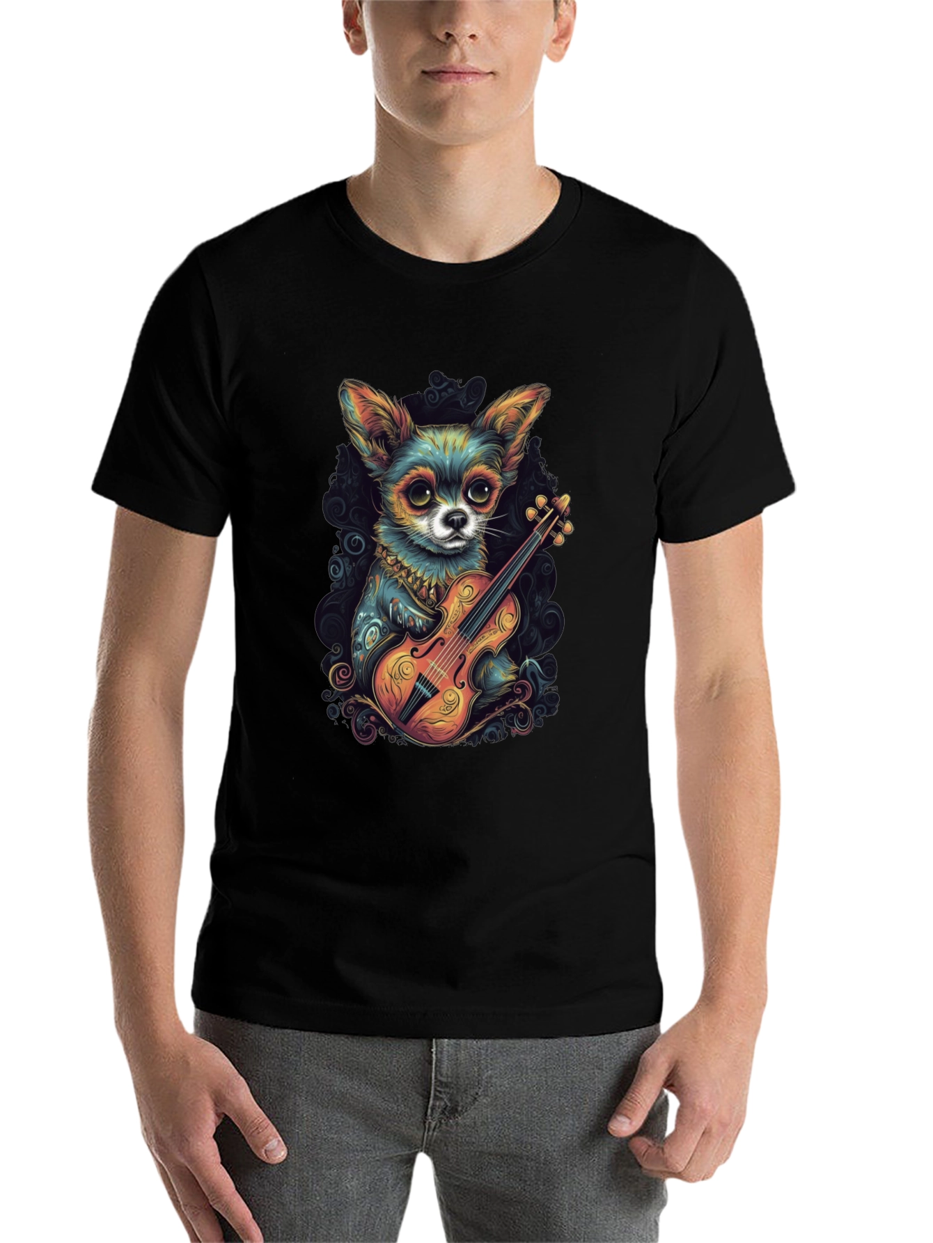 Chihuahua Violinist Graphic T-Shirt