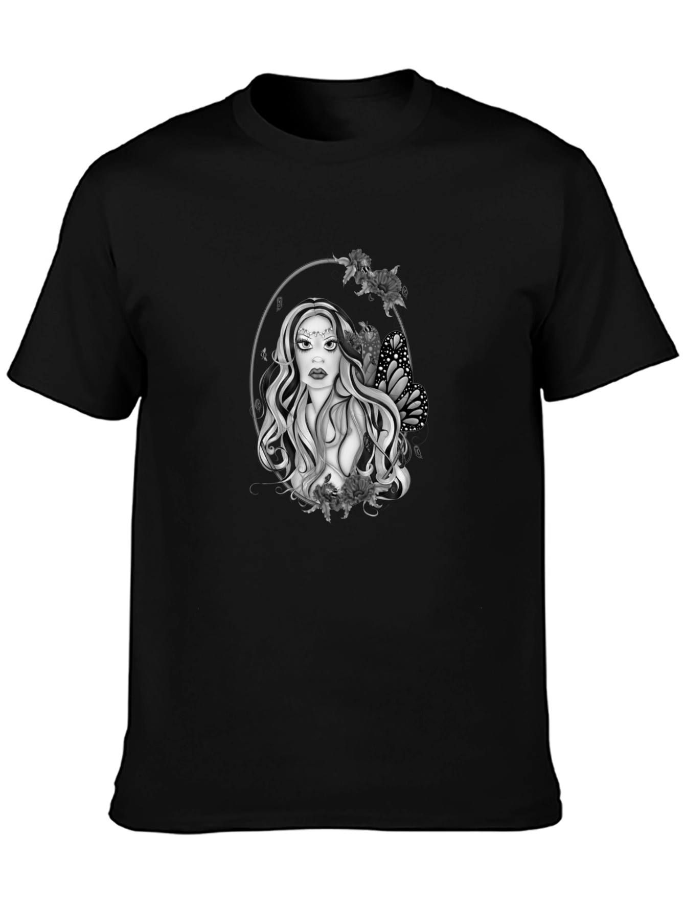 Mystic Woman Graphic Tee - Black Cotton Blend T-Shirt
