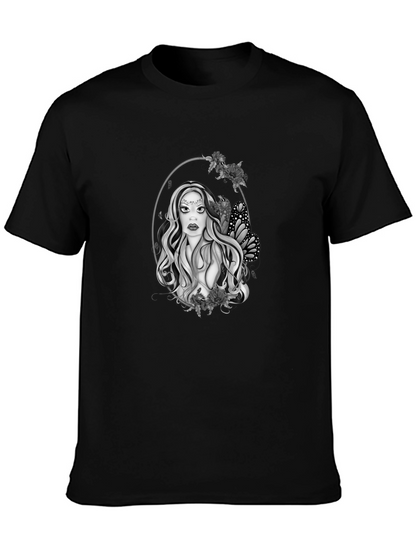 Mystic Woman Graphic Tee - Black Cotton Blend T-Shirt