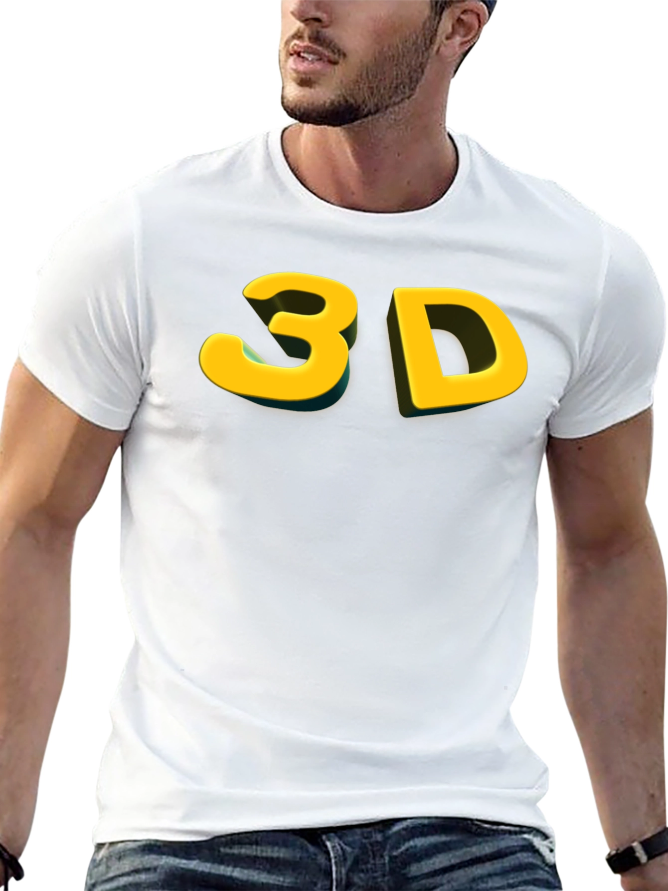 Bold 3D Graphic Tee - Black Cotton Blend