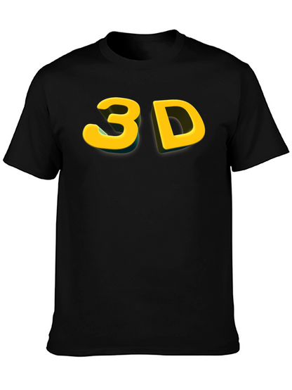 Bold 3D Graphic Tee - Black Cotton Blend