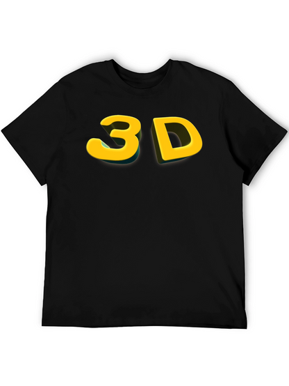 Bold 3D Graphic Tee - Black Cotton Blend