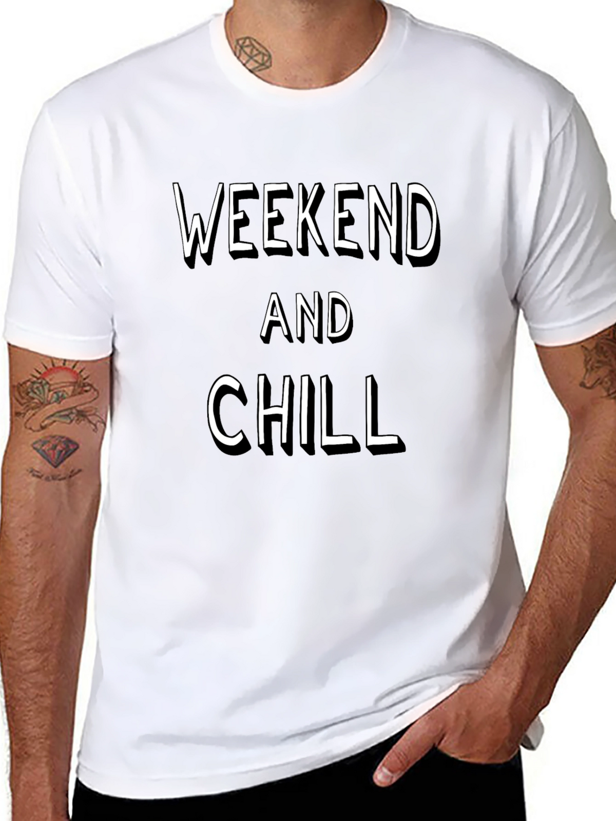 Weekend and Chill Black Graphic T-Shirt