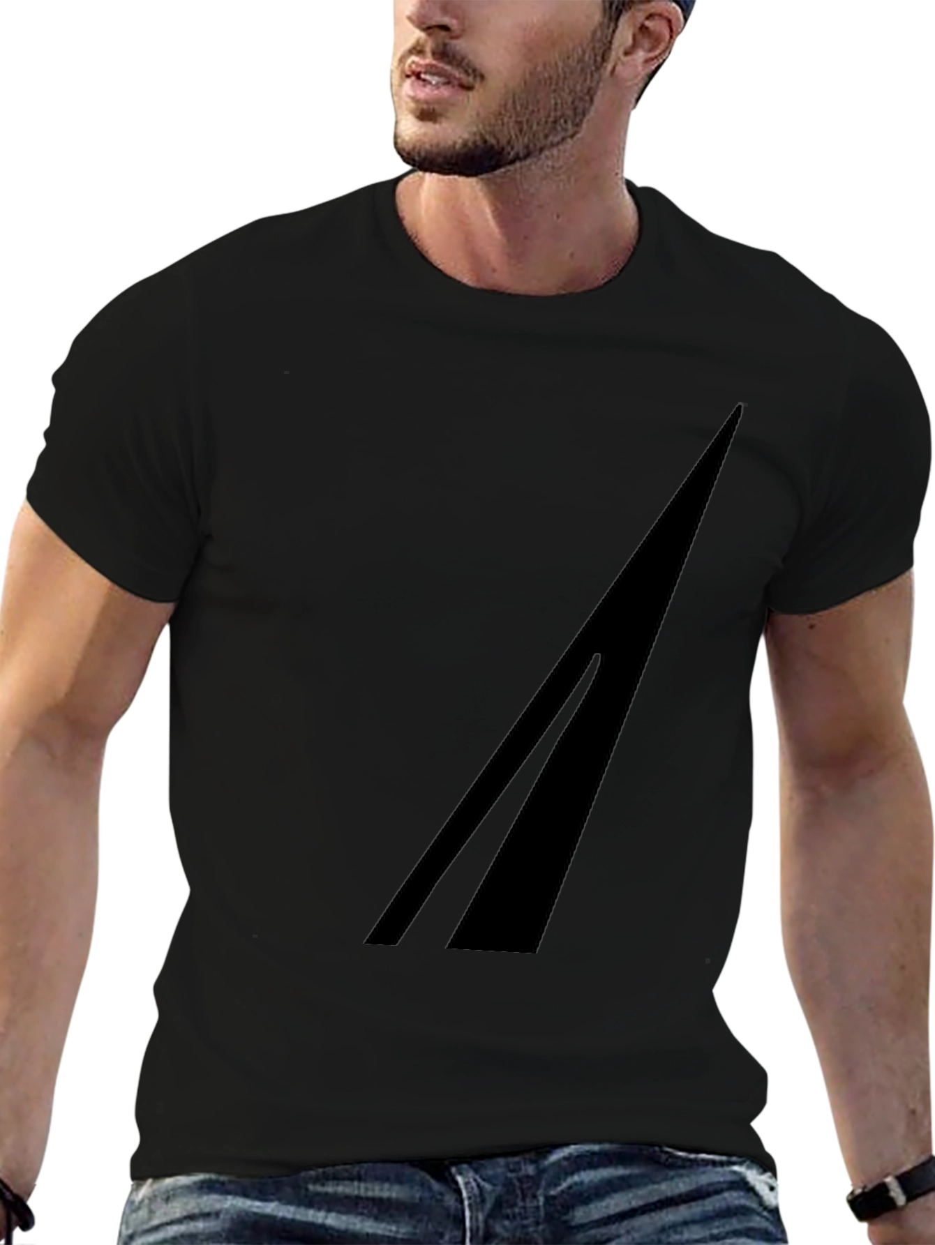 Mens Black Graphic Tee - Minimalist Design