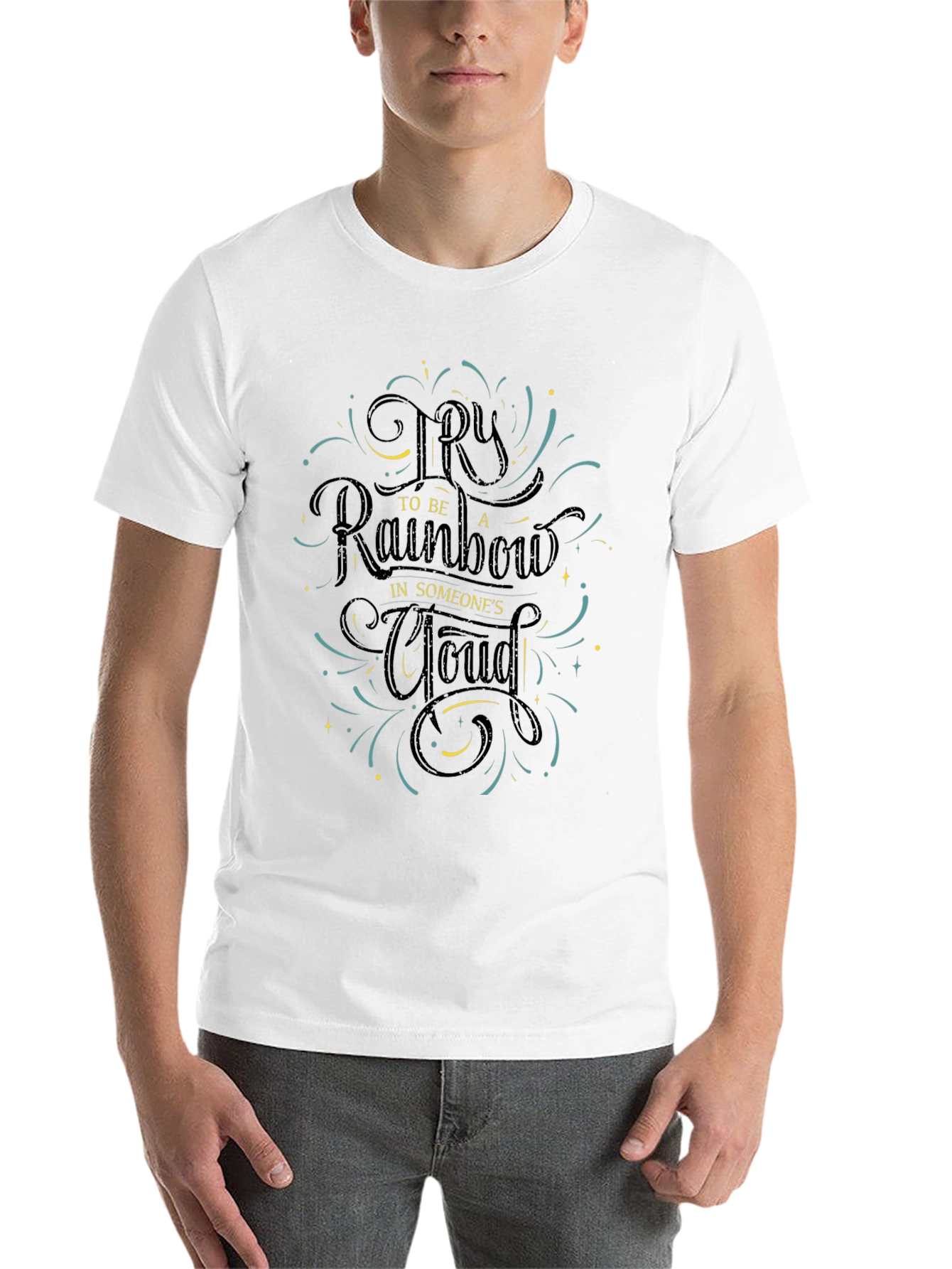 Be a Rainbow Graphic Tee - Motivational Positive Shirt