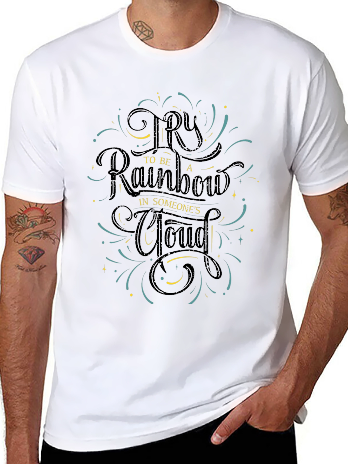 Be a Rainbow Graphic Tee - Motivational Positive Shirt