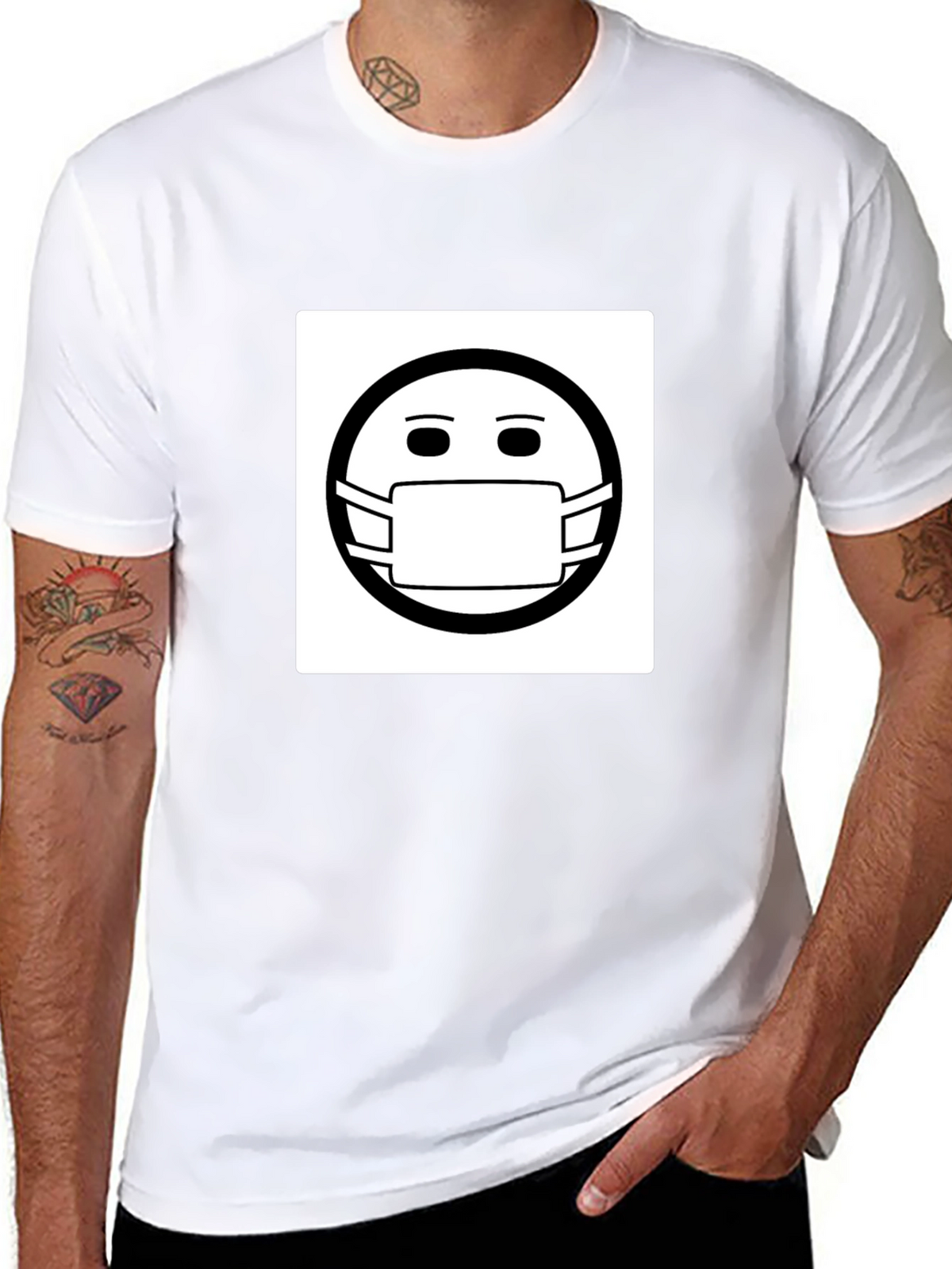 Masked Smiley T-Shirt - Stay Safe Stay Stylish