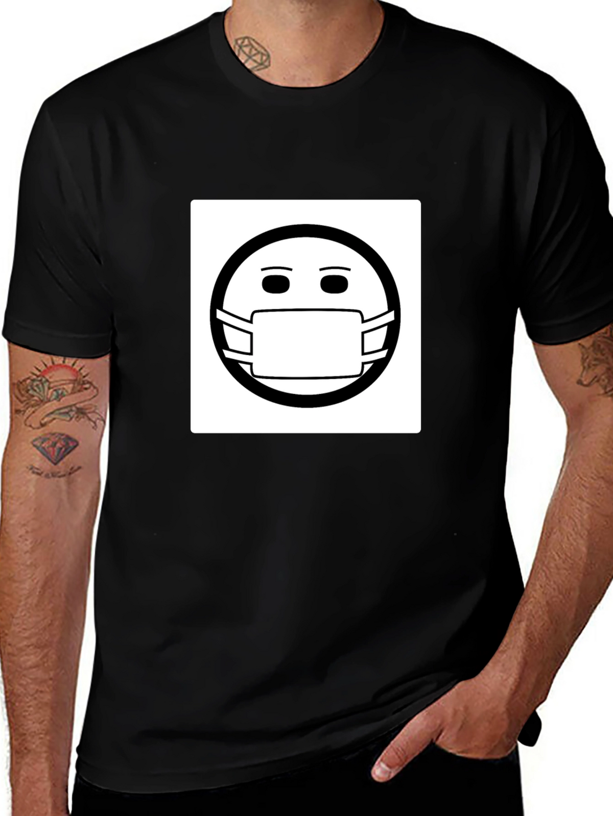 Masked Smiley T-Shirt - Stay Safe Stay Stylish